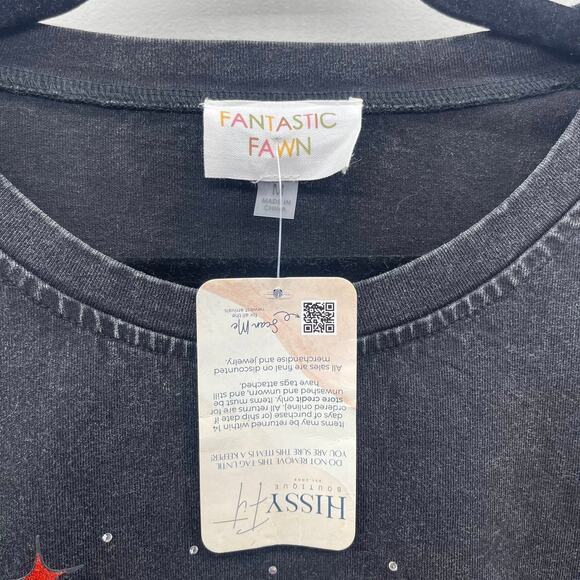 Fantastic Fawn Lennon Liberty Card‎ T-Shirt Dress Womens Medium Washed Black - Picture 7 of 7